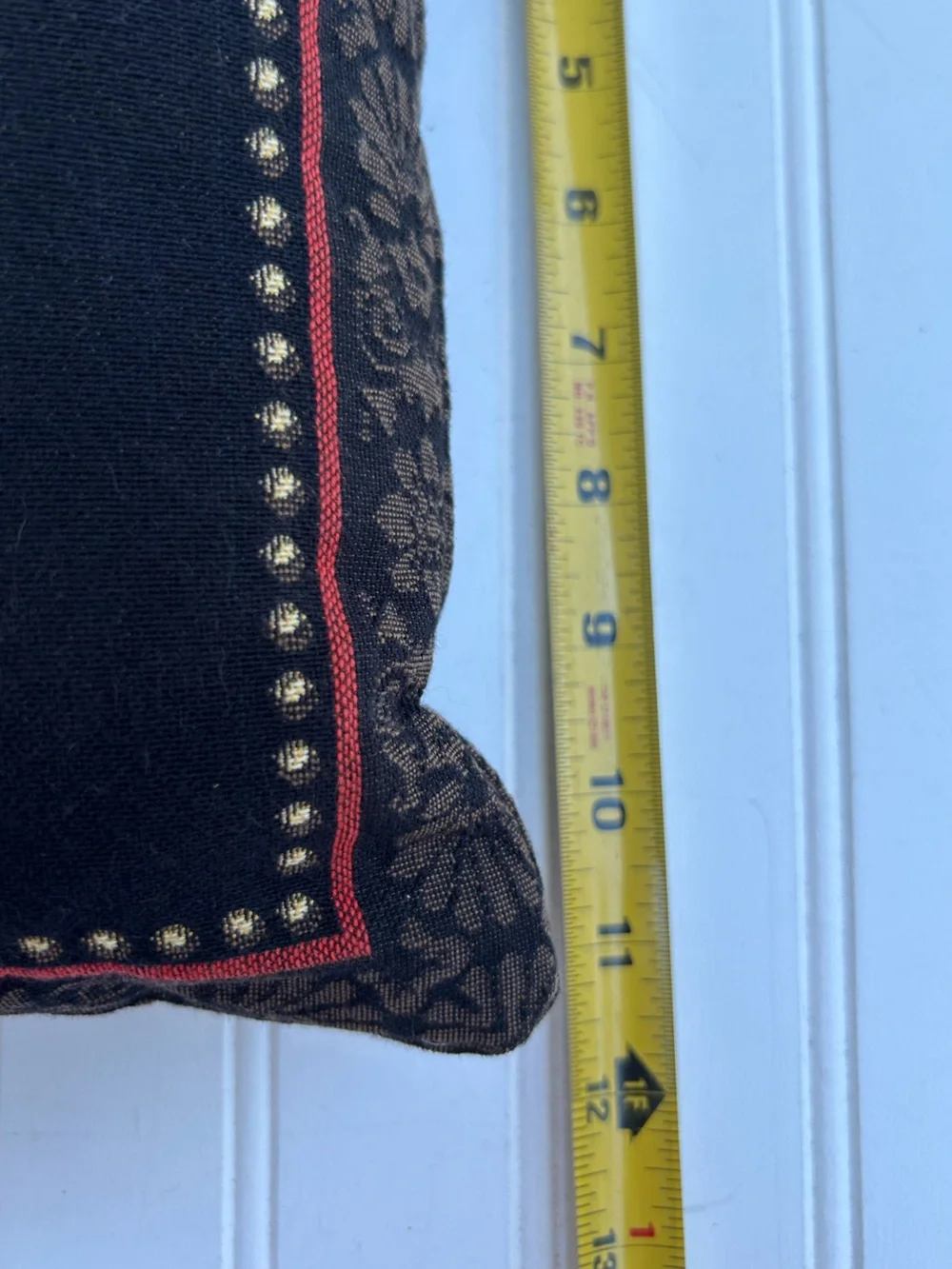 Vintage Pillow Tapestry Pug Dog Throw Black Tan Regal Double Sided Accent 11x11